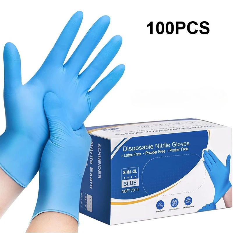 Nitrile Mechanic Glove - 100 Guantes Desechables de Nitrilo Azules,