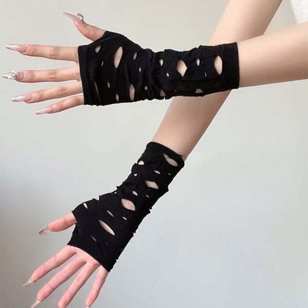 Guantes sin dedos negros de pu - Fingerless Glove Knit reseña y precio