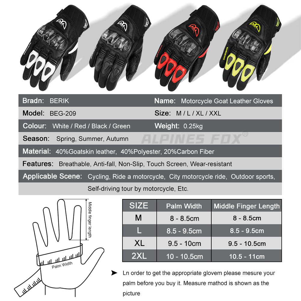 Guantes BERIK de cuero de cabr - Cycling Glove Padded reseña y precio