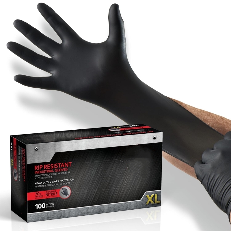 100 Guantes de Nitrilo Negros  - Nitrile Mechanic Glove reseña y precio